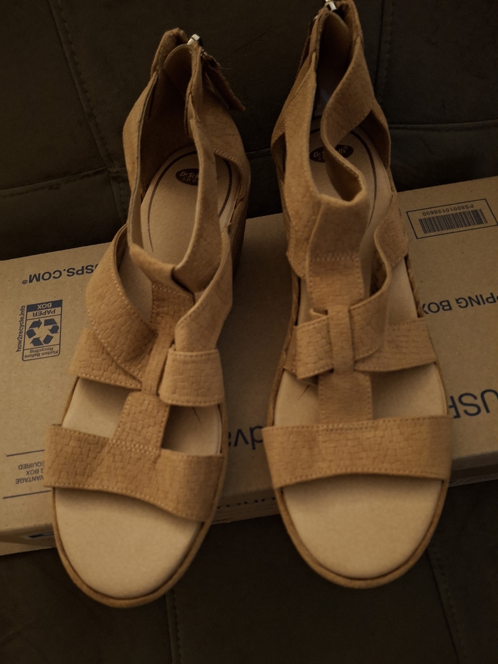 Dr. Scholl's Tan Strappy Zip-Back Gladiator Sandals